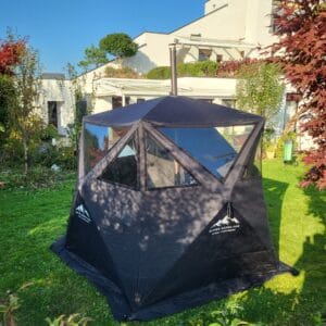 Starter Kit Aurora (2026): Saunazelt Penta + Saunaofen Nebula + Bürste