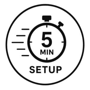 Icon Stoppuhr für schnellen Aufbau des Saunasets in 5 Minuten